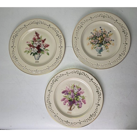 Vintage LenoxColonial Bouquet Limited Ed Plate Set of 3 1999 2000 2001